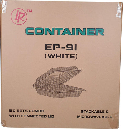 Value+ - MFPP Clamshell Container - 9x9x2.8" - 1 Compt. - White