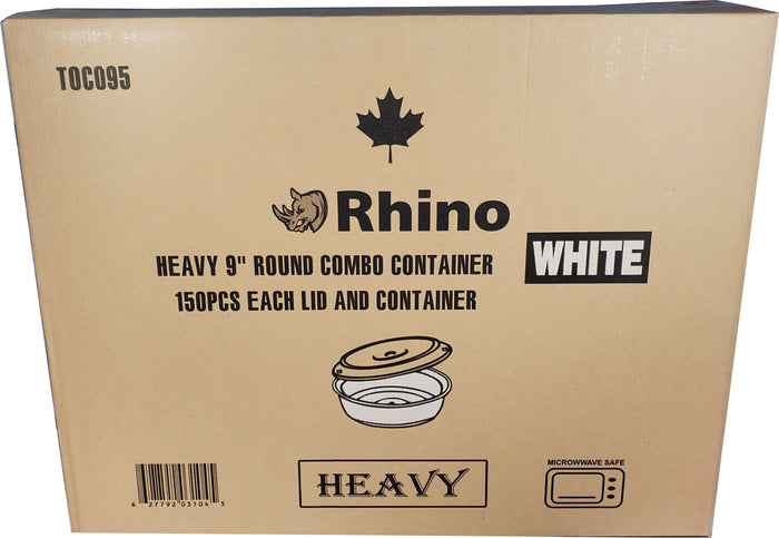 Rhino - Heavy 9" Round Combo Container - White