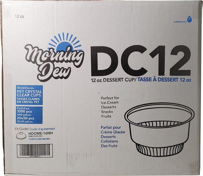 CLR - Morning Dew - DC12 - 12 Oz Dessert PET Plastic Clear Cup