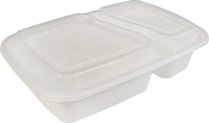 Value+ - 24oz 2 Compartment Rectangle Container - White