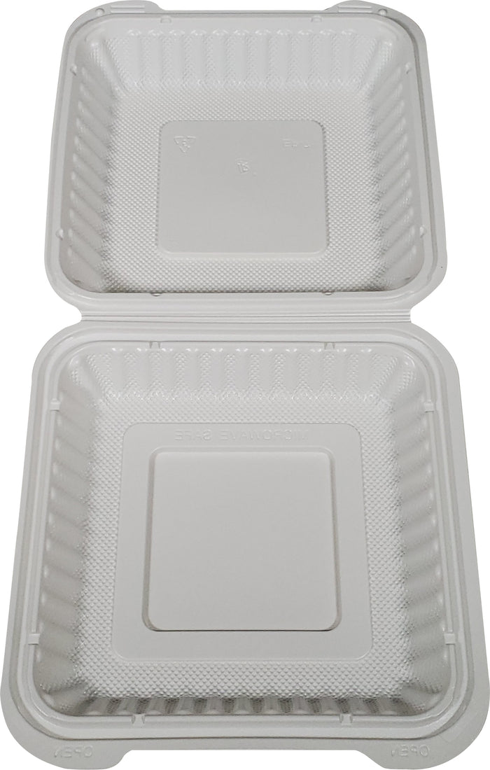 LR - MFPP Hinged Container 7.9"X7.9"- 1 Compartment - EP-71 - White