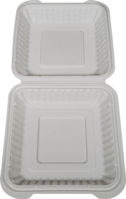 LR - MFPP Hinged Container 7.9"X7.9"- 1 Compartment - EP-71 - White