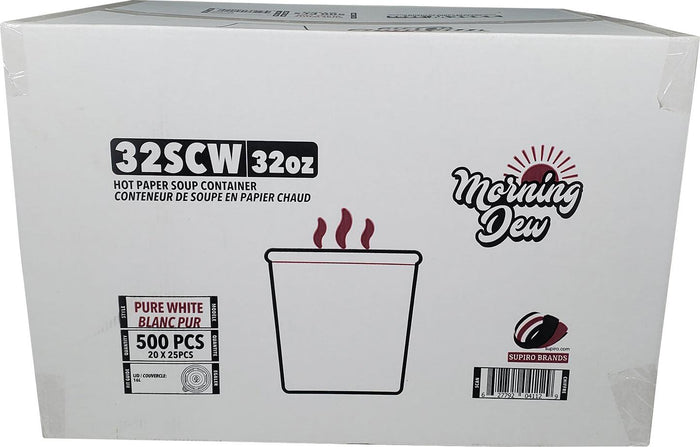 Morning Dew - 32 oz Paper Soup Container - White - 32SCW