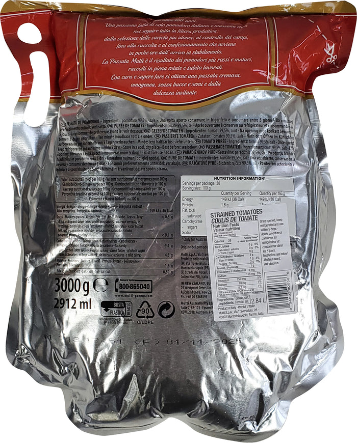 Mutti - Strained Tomatoes - Passata - Pouch - 3kg