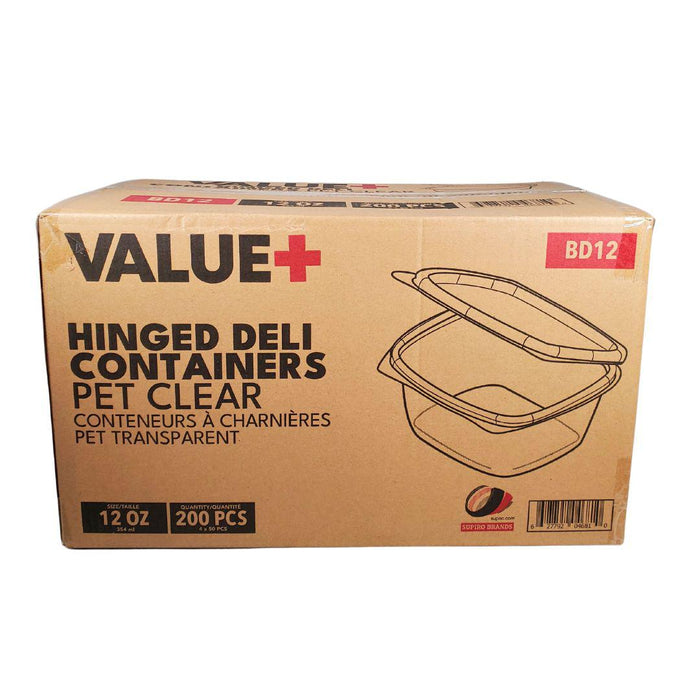 Value+ - 12oz Clear Hinged Deli Container - PET - BD12