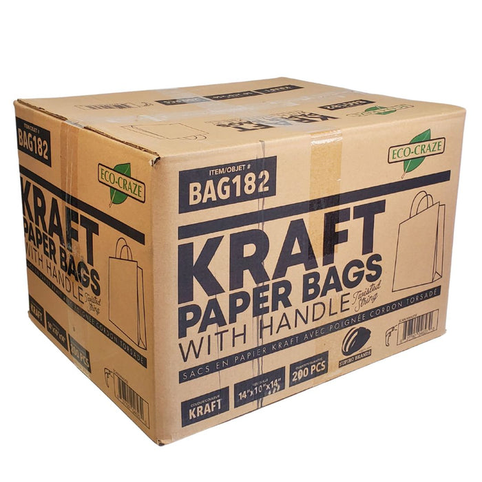 Eco-Craze - 14x10x14" Kraft Paper Bags - Twisted Handle