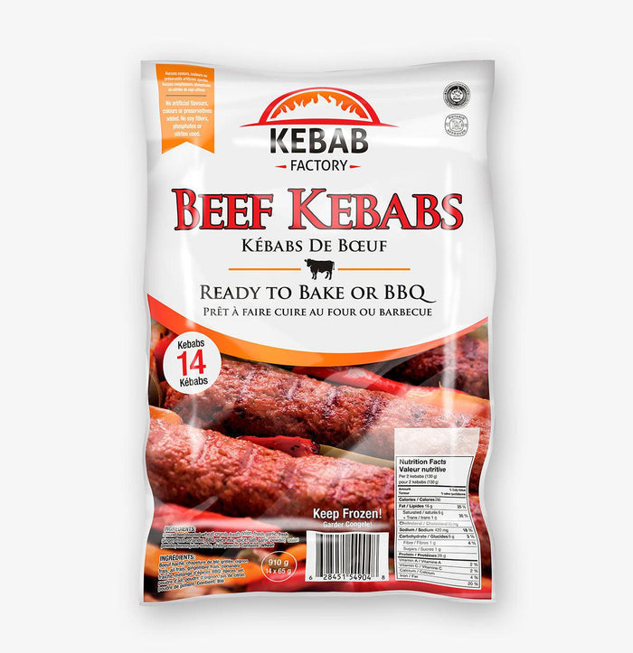 Kebab Factory - Beef Kebabs - Ready to Cook - ( 56 count ) - Halal